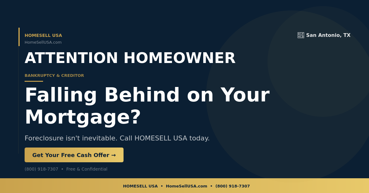 Falling Behind on Your Mortgage? - San Antonio, TX - HOMESELL USA